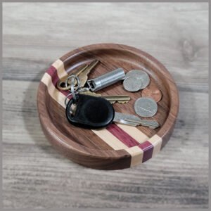 Handmade Wooden Catchall Tray: Maple, Purple Heart & Walnut - 5"