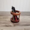 WALNUT-DESK-PENCIL-HOLDER Handmade Walnut Pencil Holder with Solid Brass Risers