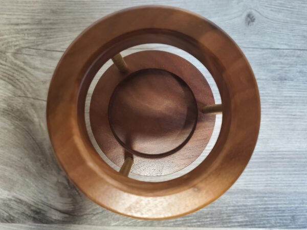 WALNUT-PENCIL-CUP-TOP-VIEW Handmade Walnut Pencil Holder with Solid Brass Risers