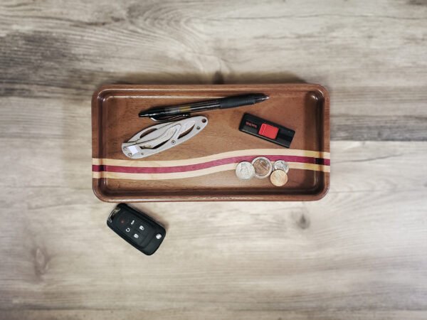 Walnut Ocean Wave Catchall Tray with Maple & Purpleheart