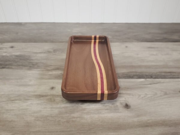 Walnut Ocean Wave Catchall Tray with Maple & Purpleheart