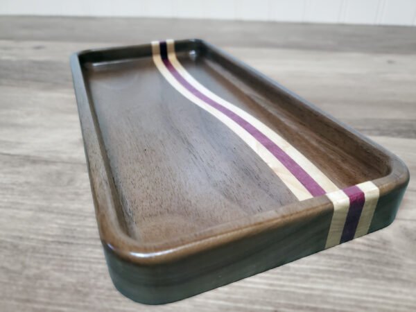 Walnut Ocean Wave Catchall Tray with Maple & Purpleheart