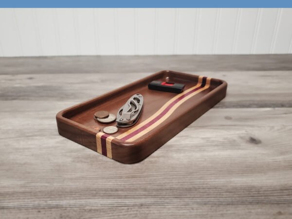 Walnut Ocean Wave Catchall Tray with Maple & Purpleheart
