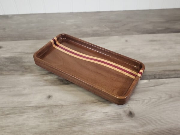 Walnut Ocean Wave Catchall Tray with Maple & Purpleheart