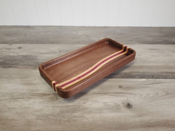 Walnut Ocean Wave Catchall Tray with Maple & Purpleheart
