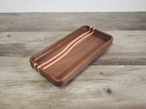 Walnut Ocean Wave Catchall Tray with Maple & Purpleheart